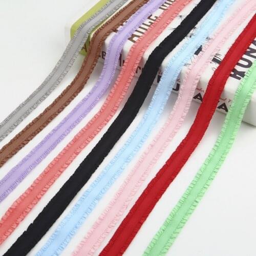 10 yards 1.3cm Crown Frilly Lace Trim Elastic FOE Spandex Satin Band Hair Tie Tutu Headband DIY baby hair accessories clothin