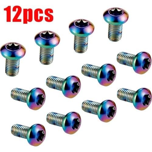 12PCS/Boxed MTB Road Bike Disc Brake Rotor Screw Bolts Cycling M5x10mm T25 Higher Strength Alloy Steel Rotors Fixed Screws