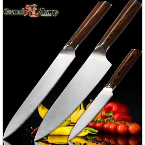 3 Pcs Kitchen Knife Set German Steel 1.4116 Chef Slicing Utility Knives Stainless Steel Pakka Handle Gift Box Kitchen Tools NEW