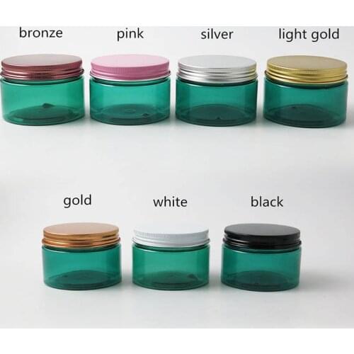 30pcs Deep Sea Blue PET Cosmetic Cream Jar Pot 120g Big Plastic Makeup container bottle with Inner Seal & Aluminum Cap 4OZ