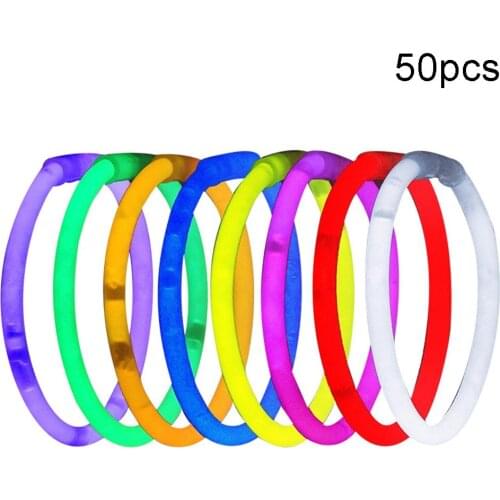 50Pcs 20cm Colorful Luminous Glow Sticks Glowsticks DIY Bracelet Necklace For Party Props Halloween Hiking Decor Length