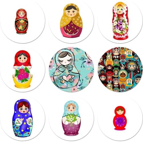 58mm Cute Russian Dolls Matryoshka Icons Pins Badge Decoration Brooches Metal Badges For Clothes Backpack Decoration