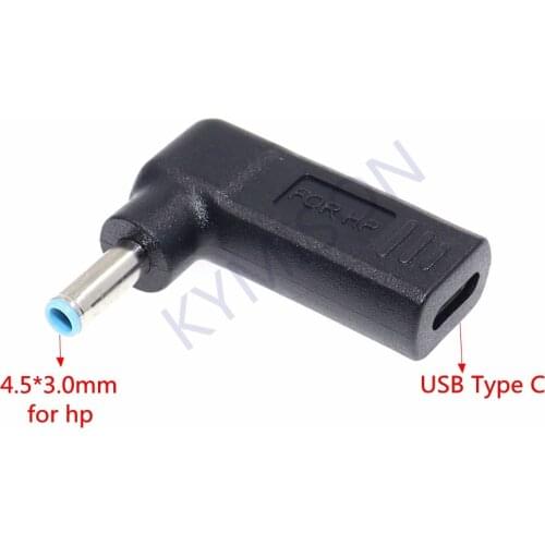 USB Type C Plug Dc Jack Power Adapter Converter USB-C Female to 4.5x3.0mm Male With Pin For HP Laptop Adapter