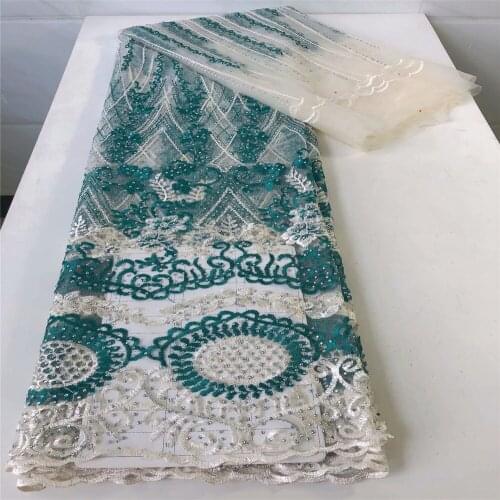 African Lace Fabric 2021 High Quality Lace Latest French Tulle Cord Lace Fabric With Stones For Wedding Dress 5 Yards yj82-11