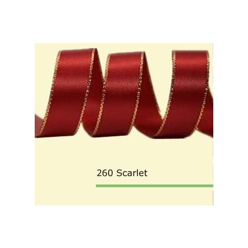 1/4 inch (6mm) gold edge satin ribbon 35 colors in stock