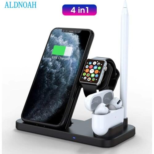 Wireless Charging Station 4 in 1 Dock Compatible with Apple iWatch Series SE 6 5AirPods and Pencil Fast Charger For iPhone 12 11