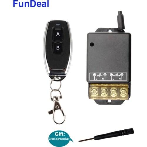 FunDeal 433MHz Wireless RF Remote Control Switch AC 110V 220V 30A 1CH Relay Receiver And Transmitter For Electrical Power On/Off
