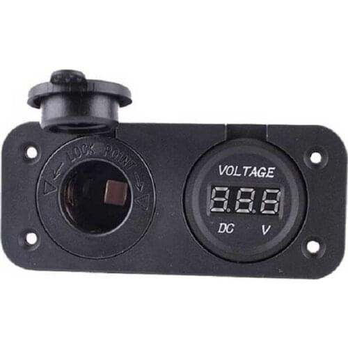 DIY Car Motorcycle 12V/24V Cigarette Lighter Socket with LED Digital Voltmeter