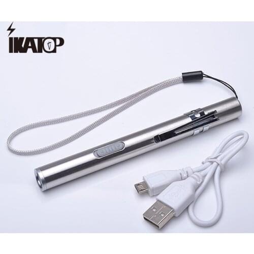 Outdoor Mini Double Bead Led Flashlight Metal Usb Charging Port Strong Flashlight Portable Gift with Cord Small Light