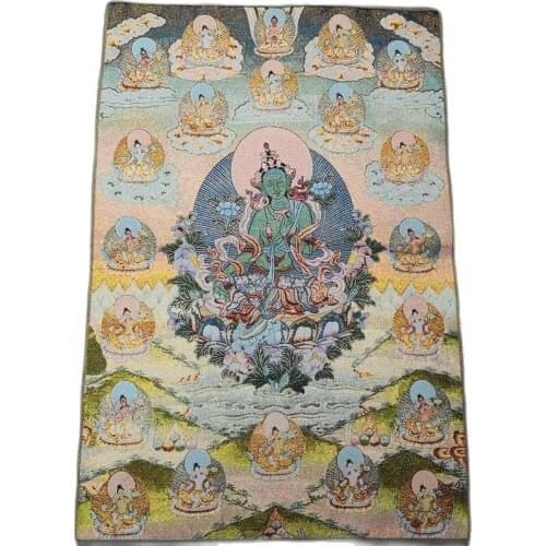 China old Tibet silk Thangka like hanging painting fengshui Green Tara portrait