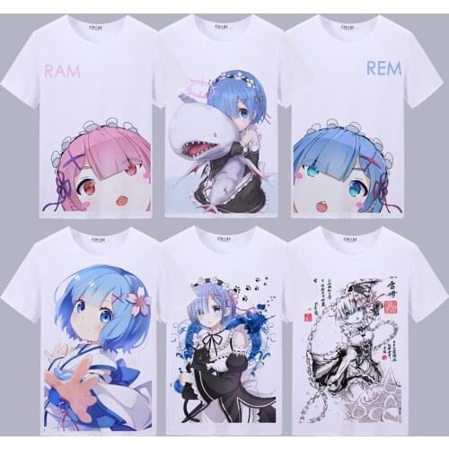 Re:Life In A Different World From Zero T Shirt Japanese Anime Rem Ram Cartoon Printed Summer T-Shirt Women/Men Top Tee Costume