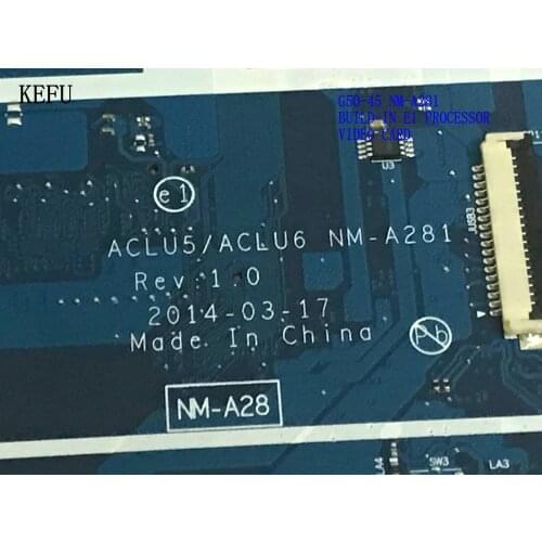 KEFU STOCK. NEW ITEM ACLU5 / ACLU6 NM-A281 LAPTOP MOTHERBOARD FOR LENOVO G50-45 BUILD-IN VIDEO CARD +A8 Processor