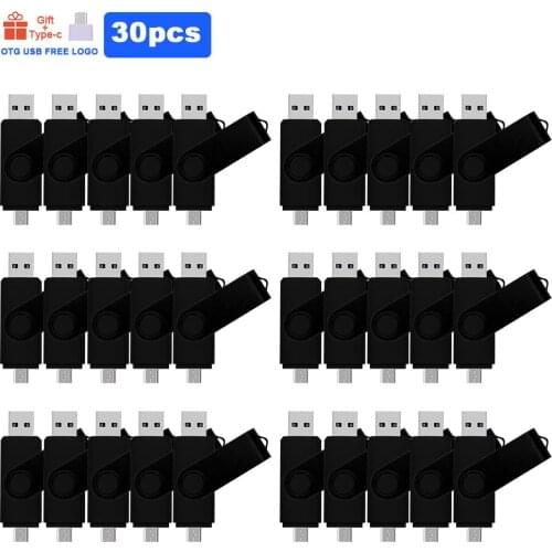 30pcs free logo metal Flash Drive 16GB 128gb pen drive Smart Phone 32GB 64gb otg Cle Usb 4GB 8GB meory stick external storage