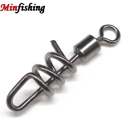 Minfishing 25pcs Fishing Accessories Hook Lure Connector with screwed Snap Rolling swivel Size #10~#2 Fishing Hook
