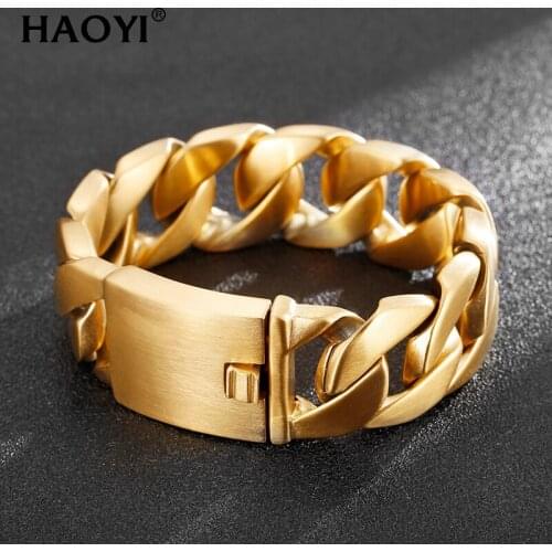 25mm Width Matte Bike Chain Bracelets Men Chunky Heavy Stainless Steel Brushed Link Chain Bracelet Miami Party Male Jewelry