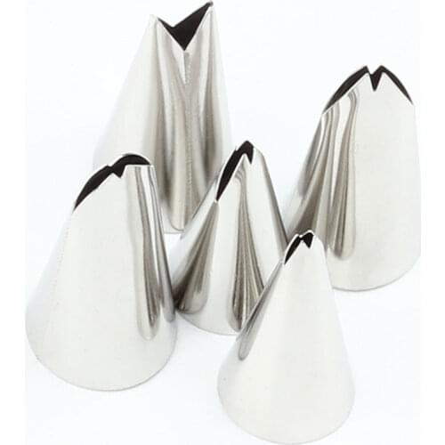 Stainless Steel Leaves Set 5 Pcs Icing Nozzles Pipinp Tips Pastry For Cake Fondant Baking Decorating Tools And 1Pcs Coupler