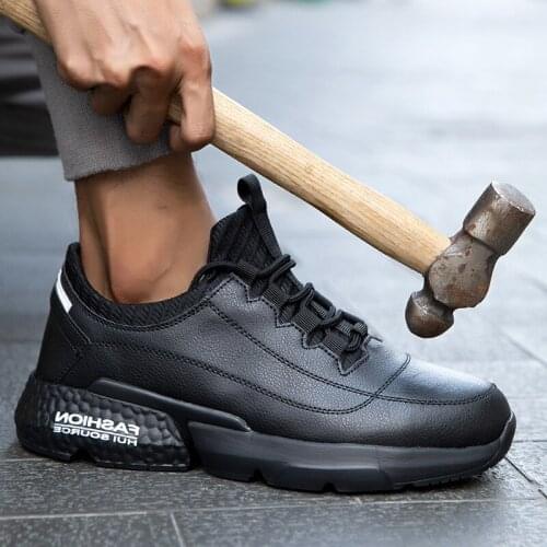 Indestructible Steel Toe Shoes Men Safety Shoes Construction Man Anti-smash Anti-piercing Work Shoes Male Leather Casual Shoes