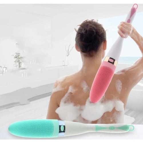 New Electric Silicone Bath Brush Household Massage Brush Rubbing Back Brush Multifunctional Long Handle Bath Apparatus
