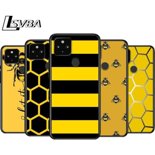 Bee Art Cute for Google Pixel 5 Pixel 4a 5G Pixel 4a Pixel 4 Pixel 4 XL Silicone Soft Black Phone Case Cover