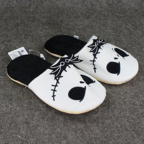 26cm The Nightmare Before Christmas Jack Skellington Plush Slippers Warm Indoor Shoes at Home for Adults
