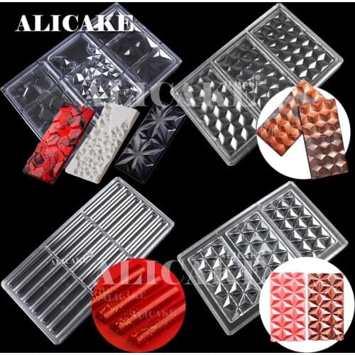 Polycarbonate Chocolate Moulds 3D Chocolate Candy Bars Thick Molds Tray Cake Form Baking Pastry Bakery Tools Drop shipping