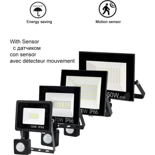 FloodLight Spotlight Exterior Street wall reflector LED Light Waterproof IP65 PIR Motion Sensor Garden Light Motion Activated Em