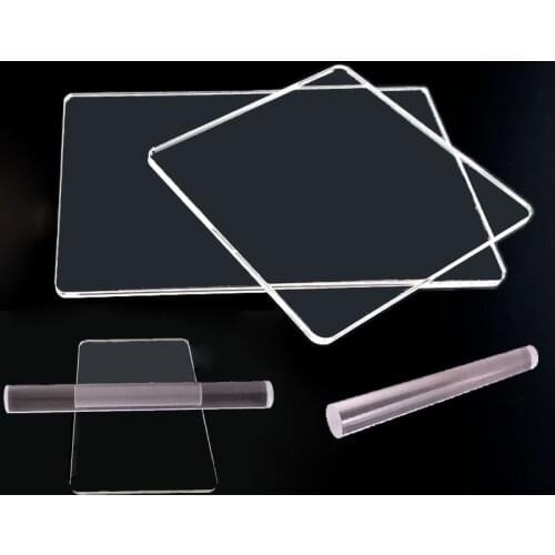 Clear Acrylic Handmade Diy Pressure Plate Solid Transparent Pottery Clay Roller Stick DIY Die Cutting Embossing Machine plates