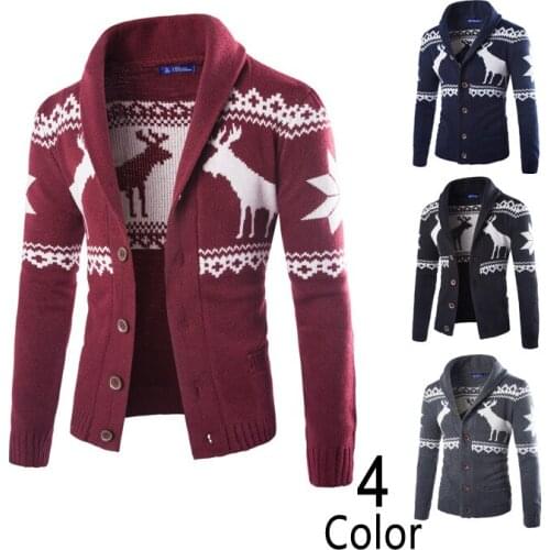 Christmas Sweater Men Autumn Winter Cardigan Mens Sweater Casual knitted Long Sleeve Jumpers Men Pull Homme Christmas Sweater