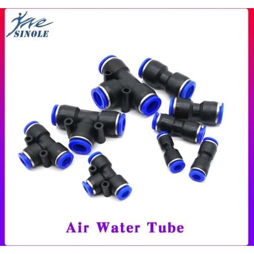 1Pcs Pneumatic Straight Union Connectors for Air Water Tube Air Pipe Joint fittings Plastic quick connector T-type tee