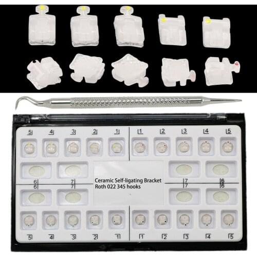 Dental Orthodontic Ceramic Clear Self Ligating Brackets Roth 0. 022 Slot 345 Hook