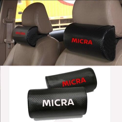 Carbon Fiber Texture PU Leather Auto Safety Pillow Car Auto Seat Head Neck Rest Cushion Headrest Pillow Pad For Nissan Micra