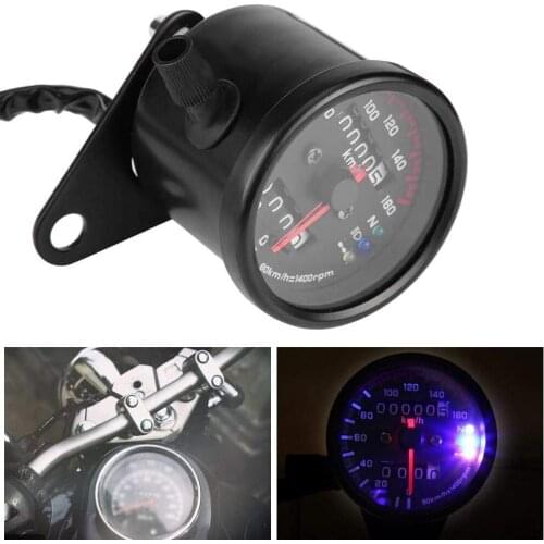 Universal Motorcycle Cafe Racer 12V Speedometer Odometer Gauge Dual Speed Meter 0-160km/h with LED Indicator