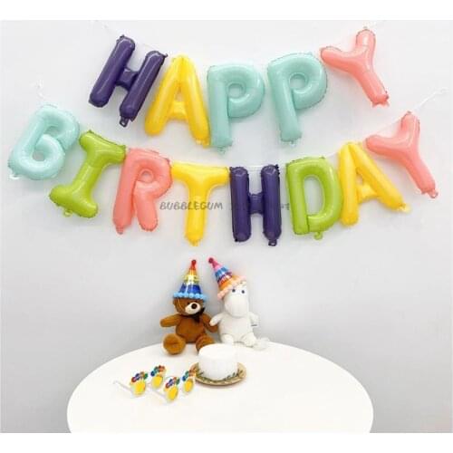 16inch Macaron Happy Birthday Letter Foil Hanging Balloon 18inch Rainbow Foil Helium Balloons Baby Shower Birthday Party Decor