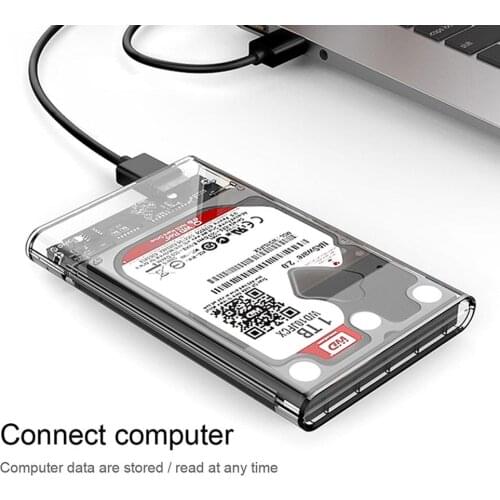 High Speed Clear SATA3 to USB3.0 Mobile HDD SSD Case Box External