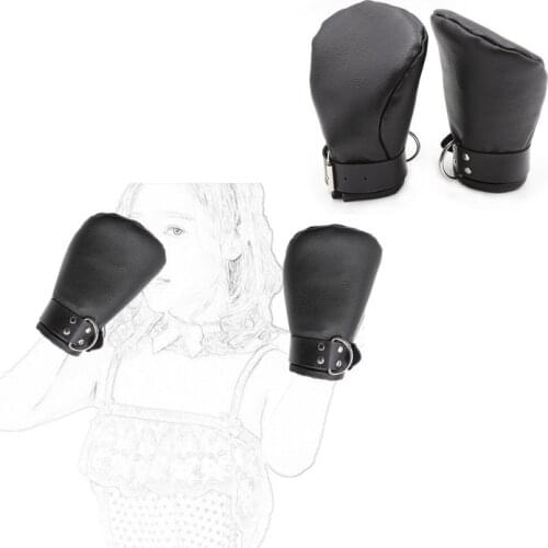 Dog Craw Protect Glove, Black Padded PU Leather Fist Mitts Gloves Restraint ,Adult Puppy Paws Horse Hooves,BDSM Puppy Mittens