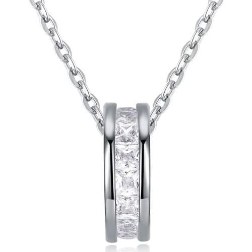 ZEMIOR 925 Sterling Silver Simple Round Scroll Wheel Pendant Necklaces For Women Shining Zircon Luxury Necklace Fine Jewelry