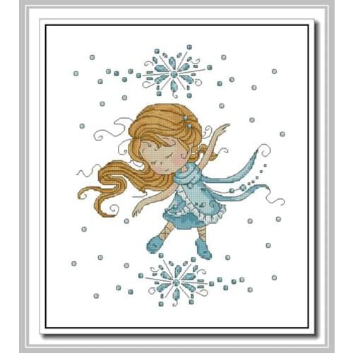 Gold Collection Counted Cross Stitch Kit Snowflake dance Dancing fairy little girl fay Angel elegant