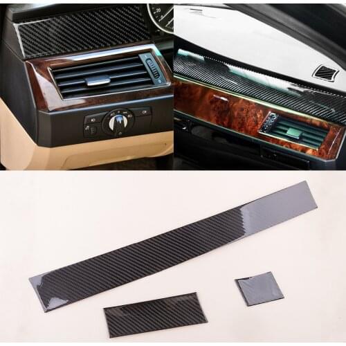 1 Set Black Car Dashboard Panel Cover Trim Strips Fit For BMW 5 Series E60 2005 2006 2007 2008 2009 2010 Left Hand Drive Only