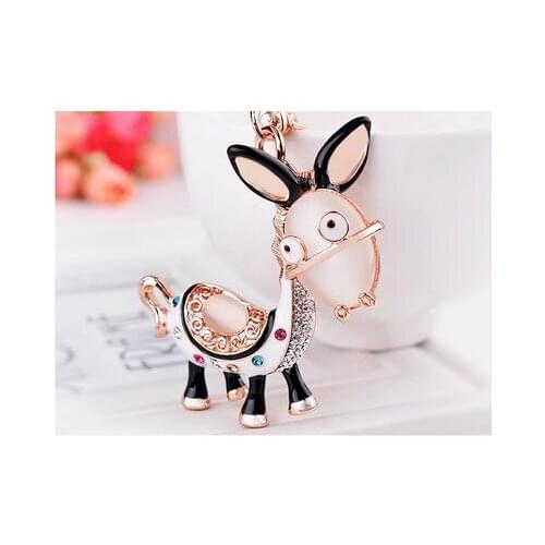 10pcs/lot creative style woman Rhinestone Crystal Lovely Donkey keychain Keyring For Car Handbag Chram donkey key ring