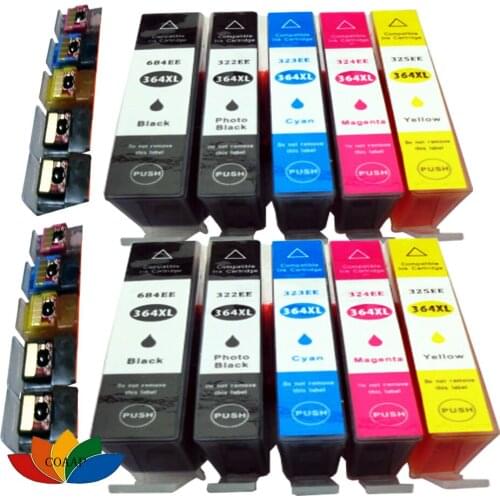 10 Compatible chipped ink Cartridge for hp364 XL DeskJet 3070A 3520 Photosmart 5510 5520 6510 6520 7510 7520 Printer