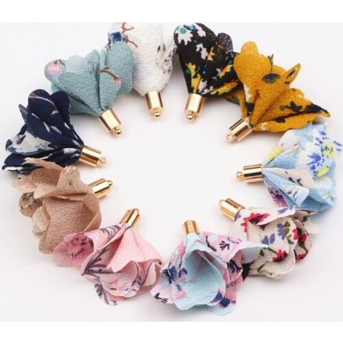 100Pcs/Lot Mix Color 42mm Gold Color Flower Shape Copper Top Tassel Charm Pendant For DIY Creative Jewelry Findings Making