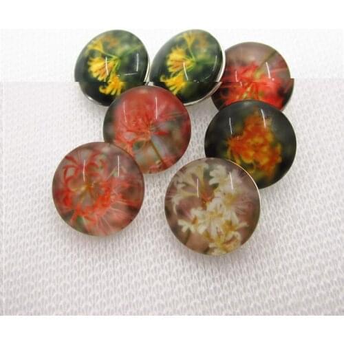 20pcs/lot Mix Glass Flower Snap Buttons Diy 18 mm Snap Jewelry Pendants Bracelet&Bangles Snap Charms