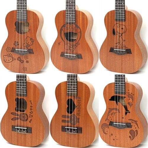 21 inch Soprano Uke 4 Strings ukulele Sapele cartoon guita acoustic small guitar uke for chindren Concert