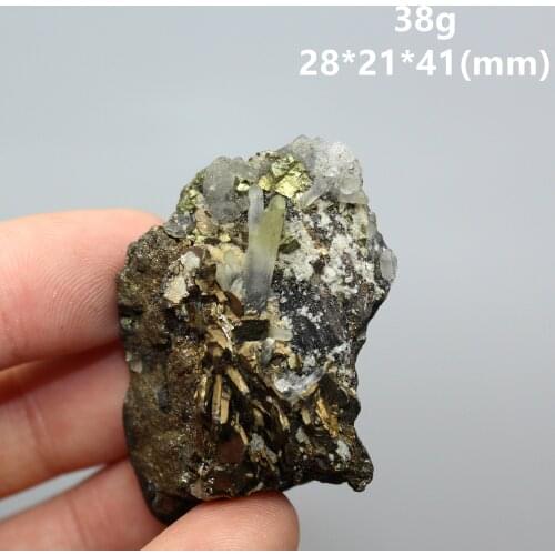 38g Natural pyrite and crystal Symbiosis mineral specimens stones and crystals healing crystals quartz free shipping