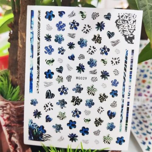 3D Stickers for Nails Colorful Leopard Stripe Love Design Nails Art Decoration Manicure Stickers Sliders Nail Foil Accessories