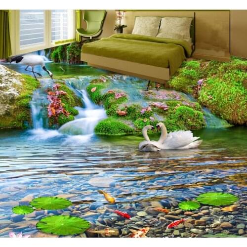 3d flooring custom luxury wallpaperGreen leaf dolphin bedroom wallpaper 3d flooring waterproof wall paper 3d floor murals