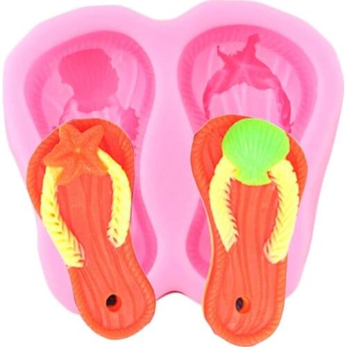3D Flip Flop Silicone Mold Shoes Slippers Fondant Molds DIY Cake Decorating Tool Resin Clay Soap Moulds Candy Chocolate Mould