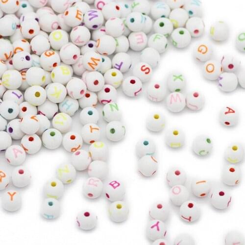 Acrylic White Mixed Letter Alphabet 7MM Round Spacer Loose Beads For Jewelry Making Handmade DIY Bracelets Necklace Accessories
