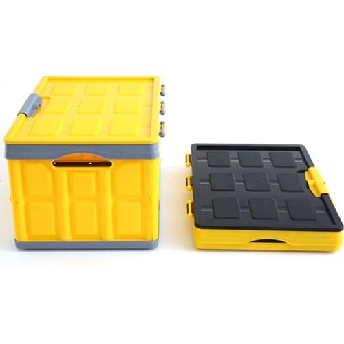 30L Car Lidded Storage Bins Collapsible Storage Box Crates Plastic Tote Box Container Folding Utility Crates for Home Camping