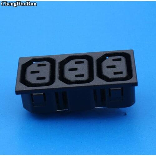 ChengHaoRan AC power socket IEC320 C13 three position black Industrial socket plug IEC 320 C13 Triple Electrical Socket